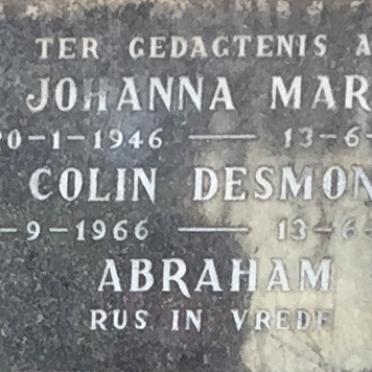 ABRAHAM Johanna Maria 1946-1978 :: ABRAHAM Colin Desmond 1966-1978