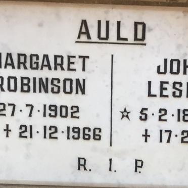 AULD John Leslie 1899-1984 &amp; Margaret ROBINSON 1902-1966
