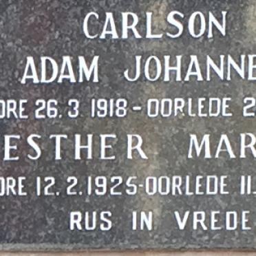 CARLSON Adam Johannes 1918-1976 &amp; Esther Maria 1925-1996