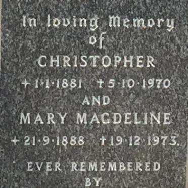CROOKES Christopher 1881-1970 &amp; Mary Magdeline 1888-1973