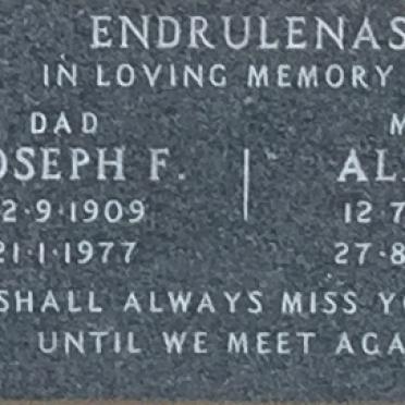 ENDRULENAS Joseph F. 1909-1977 &amp; Alleta 1912-1977