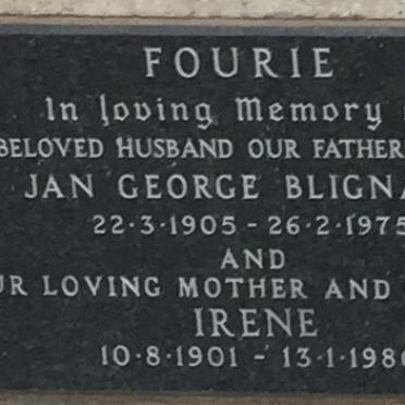 FOURIE Jan George Blignaut 1905-1975 &amp; Irene 1901-1986
