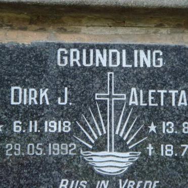GRUNDLING Dirk J. 1918-1992 &amp; Aletta M.M. 1923-1988