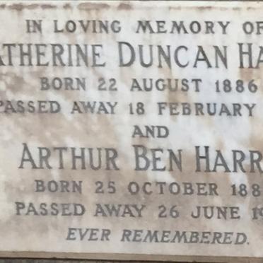 HARRIS Arthur Ben 1883-1963 &amp; Catherine Duncan 1886-1963