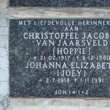 JAARSVELD Christoffel Jacobus, van 1917-1980 &amp; Johanna Elizabeth 1918-1991