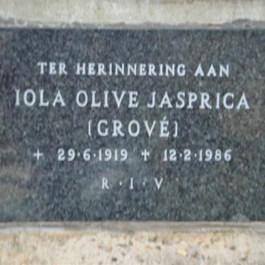 JASPRICA Iola Olive  nee GROVÉ 1919-1986