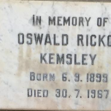 KEMSLEY Oswald Rickon 1899-1967