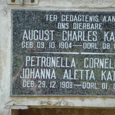 KATZKE August Charles 1904-1986 &amp; Petronella Cornelia Johanna Aletta 1908-1997