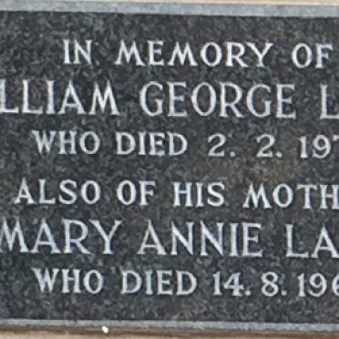 LAITY Mary Annie -1964 :: LAITY William George -1972