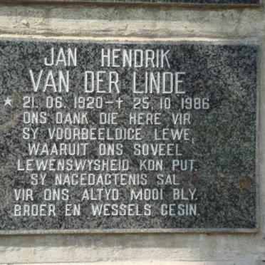 LINDE Jan Hendrik, van der 1920-1986