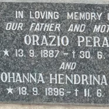PERA Orazio 1887-1975 &amp; Johanna Hendrina 1896-1975