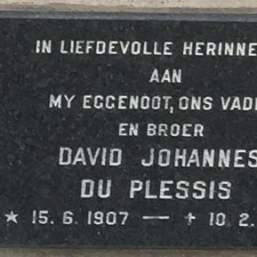 PLESSIS David Johannes, du 1907-1974