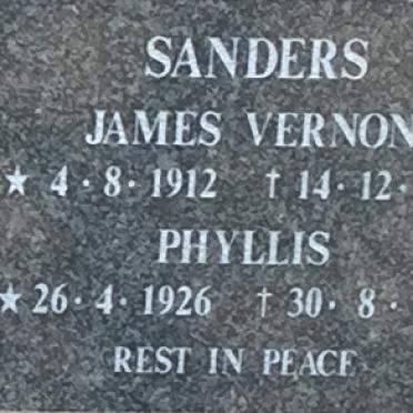 SANDERS James Vernon 1912-1976 &amp; Phyllis 1926-1995
