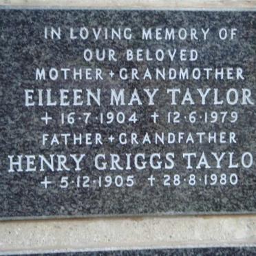 TAYLOR Henry Griggs 1905-1980 &amp; Eileen May 1904-1979