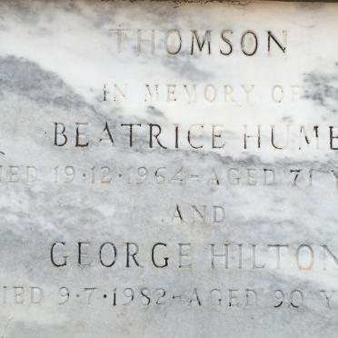 THOMSON George Hilton -1982 &amp; Beatrice HUME -1964