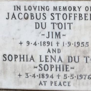 TOIT Jacobus Stoffberg, du 1891-1955 &amp; Sophia Lena 1894-1976