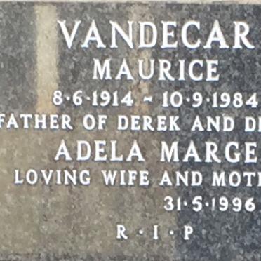 VANDECAR Maurice 1914-1984 &amp; Adela Marge -1996
