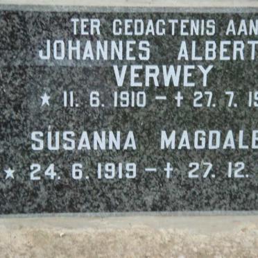 VERWEY Johannes Albertus 1910-1981 &amp; Susanna Magdalena 1919-2004