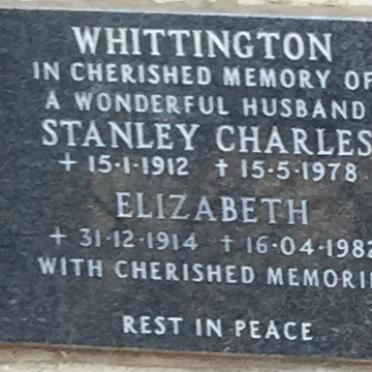 WHITTINGTON Stanley Charles 1912-1978 &amp; Elizabeth 1914-1982