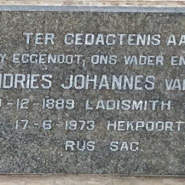 ZYL Andries Johannes, van 1889-1973