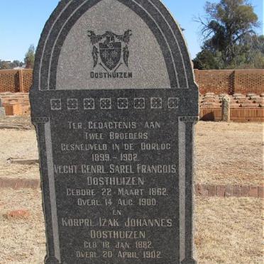 OOSTHUIZEN Sarel Francois 1862-1900 :: OOSTHUIZEN Izak Johannes 1882- 1902