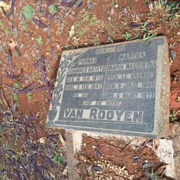 ROOYEN Thomas Johannes Mathys, van 1873-1947 &amp; Martha Maria Magrietha LE GRANGE 1889-1977