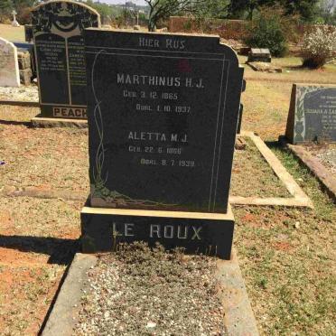ROUX Marthinus H.J., le 1865-1936 &amp; Aletta M.J. 1866-1939