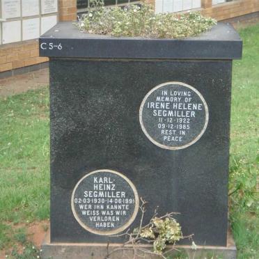 SEGMILLER Karl Heinz 1930-1991 ::  SEGMILLER Irene Helene 1922- 1985