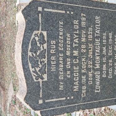 TAYLOR Edward Montague 1895-1948 &amp; Maggie C.M. DE KOCK 1897-1939