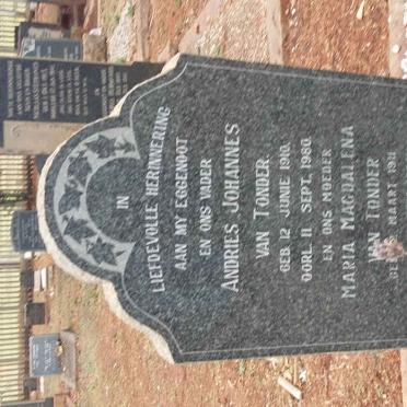 TONDER Andries Johannes, van 1910-1980 &amp; Maria Magdalena 1911-1983