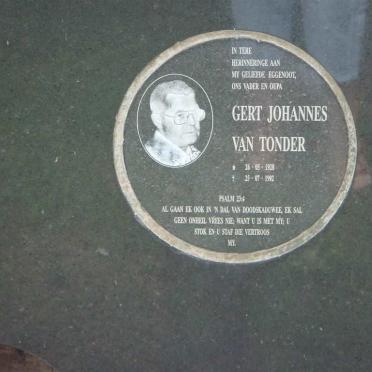 TONDER Gert Johannes, van 1928-1992