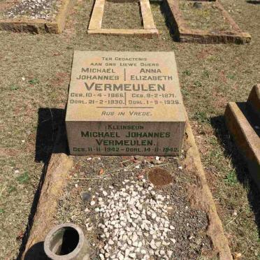 VERMEULEN Michael Johannes 1866-1930 &amp; Anna Elizabeth 1871-1936 :: VERMEULEN Michael Johannes 1942-1942
