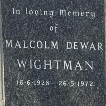WIGHTMAN Malcolm Dewar 1928-1972