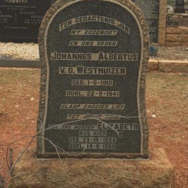 WESTHUIZEN Johannes Albertus, v.d. 1910-1941 &amp; Elizabeth 1908-1980