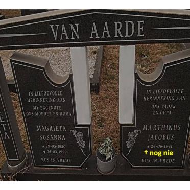 AARDE Marthinus Jacobus, van 1941- &amp; Magrieta Susanna 1950-1999
