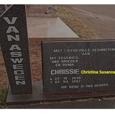 ASWEGEN Christina Susanna, van 1930-1997