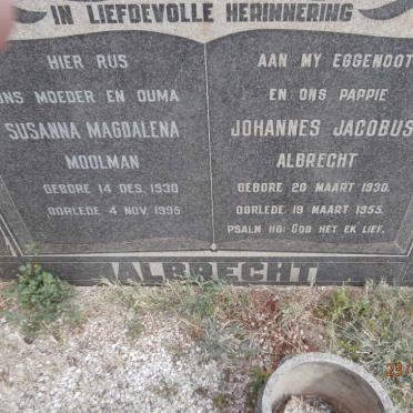 ALBRECHT Johannes Jacobus 1930-1955 &amp; Susanna Magdalena MOOLMAN 1930-1995