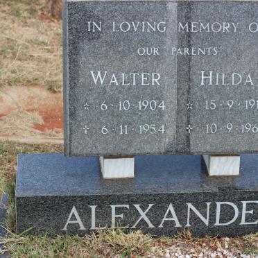 ALEXANDER Walter 1904-1954 &amp; Hilda 1910-1960