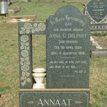 ANNAAT Anna C. formerly DELPORT nee VENTER 1894-1966