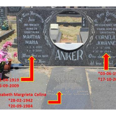 ANKER Cornelius Johannes 1918-2004 &amp; Martha Maria 1919-2009 :: ANKER Elizabeth Magrieta Celina 1942-1984