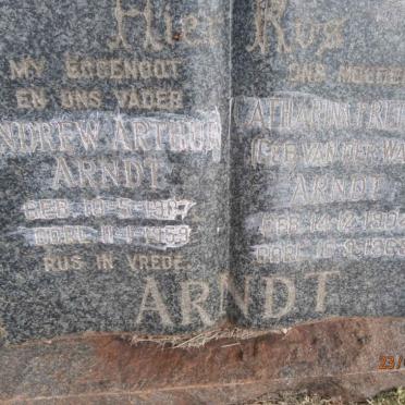 ARNDT Andrew Arthur 1907-1959 &amp; Catharina Fredrika VAN DER WALT 1904-1963