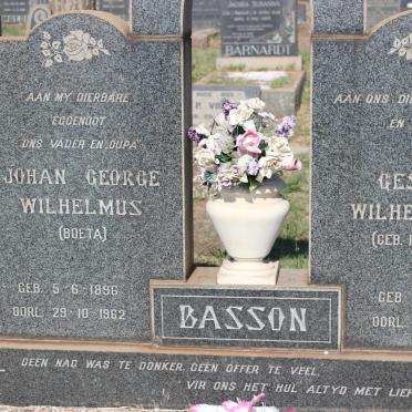 BASSON Johan George Wilhelmus 1896-1962 &amp; Gesina Wilhelmina FOURIE 1907-1987