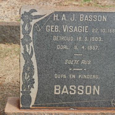 BASSON H.A.J. nee VISAGIE 1884-1957