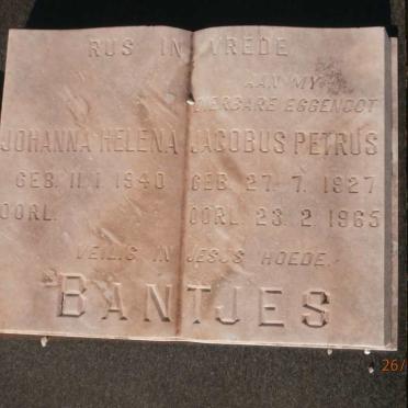 BANTJES Jacobus Petrus 1927-1965 &amp; Johanna Helena 1940-
