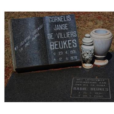BEUKES Cornelis Janse De Villiers 1931-1978 &amp; Babie 1931-2007