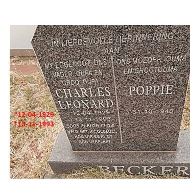 BECKER Charles Leonard 1929-1993 &amp; Poppie 1940-