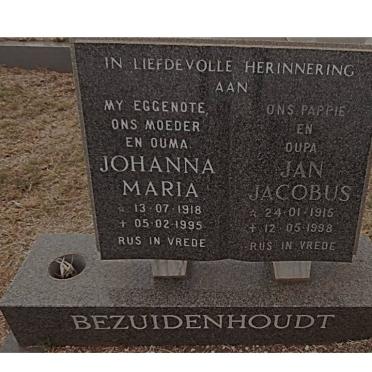 BEZUIDENHOUDT Jan Jacobus 1915-1998 &amp; Johanna Maria 1918-1995