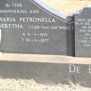 BEER Maria Petronella Geretha, de nee VAN DER WALT 1913-1977
