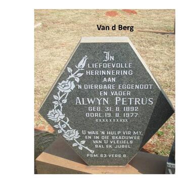 BERG Alwyn Petrus, v.d. 1892-1977