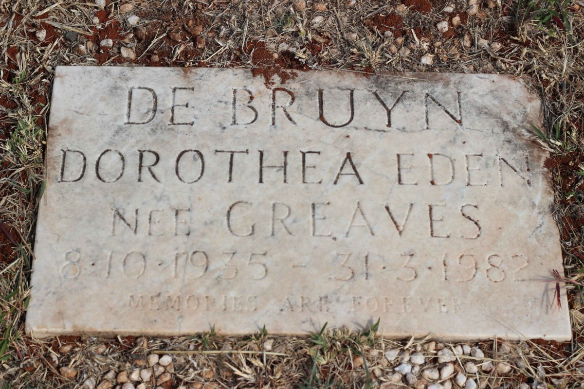 BRUYN Dorothea Eden, de nee GREAVES 1935-1982